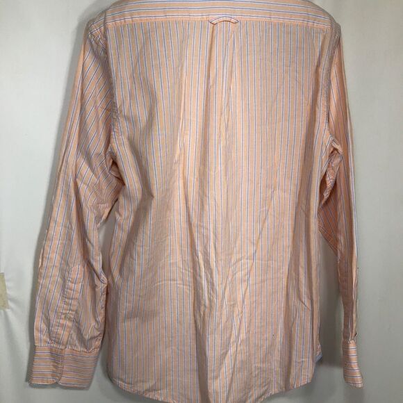 IZOD saltwater Long sleeve button down Mens Small Orange Strip - Picture 5 of 6